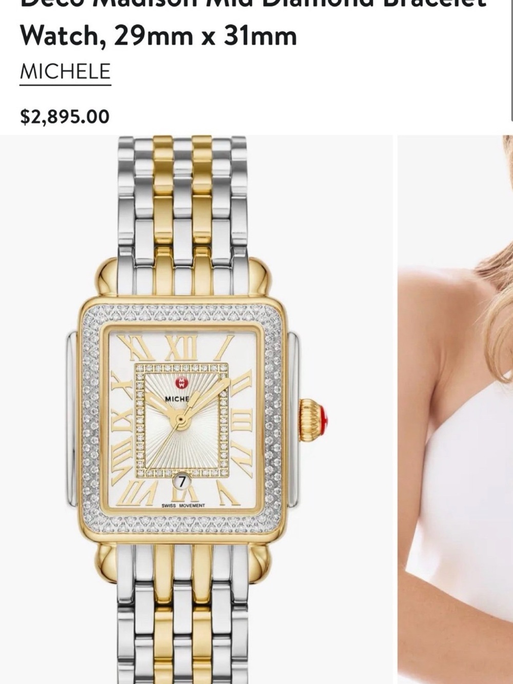 Michele Deco Madison Mid Diamond Bracelet Watch, 29mm x 31mm